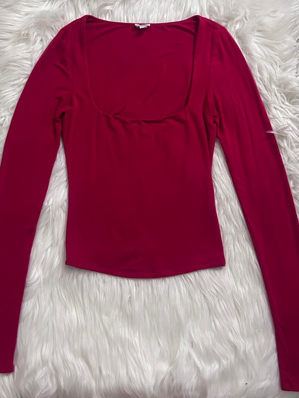 Garage square neck long sleeve red